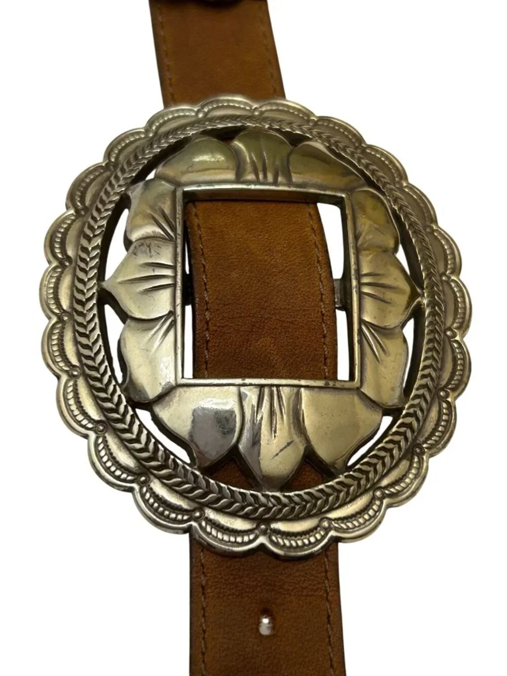 Brighton VTG 1993 Sunflower Silver & Leather Concho Belt 34
